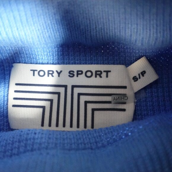 Tory Burch Womens Sweater Small Blue Tennis Mock Neck - Picture 6 of 15